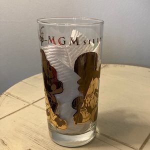 Vintage MGM Studios Glass Gold Mickey and Minnie